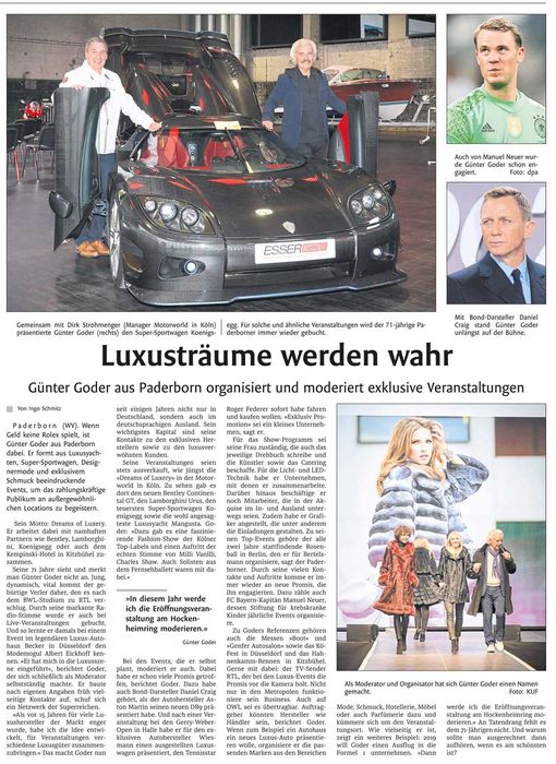 Presse-Wirtschaftsbericht „Luxusträume werden wahr“ über Günter Goder